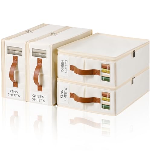 Bed Sheet Organizer 4 Pack - No Insects Entry Shee... (4 Count | White | Fabric)