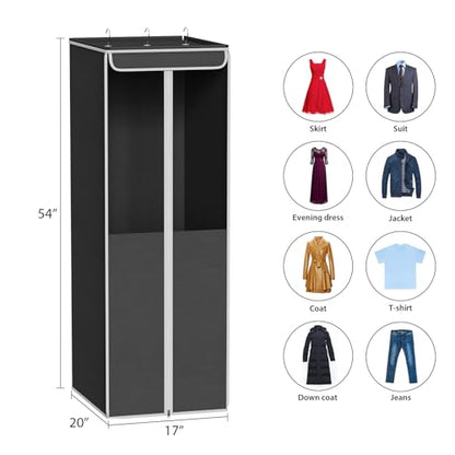 Univivi Garment Bags for Hanging Clothes, Dress Bag 54 In, Dark Grey, 2 PCS | Large Capacity, PVC Clear Window, Sturdy Metal Hanger, Durable Zipper, Premium Clothes Storage Bags for Suits, Coats, Dresses