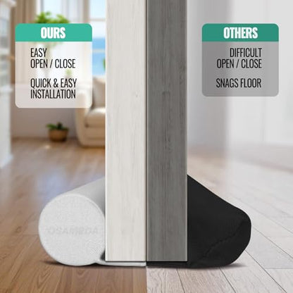Under Door Draft Stopper - Door Sweep Gap Filler Seal 36 Inch Gray | Adjustable Fit Most Doors, Machine Washable Fabric, Quick Setup, Noise Blocker, Draft Seal, Dust Insect Block, Energy Saving