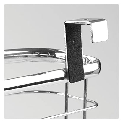 mDesign Steel Hanging Cabinet Storage Organizer Holder for Kitchen, Pantry - Holds Plastic, Sandwich, Garbage, Grocery and Trash Bags; Wrap, Foil, Pack - Spira Collection - Chrome