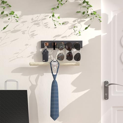 Durmmur Wooden Sunglass Organizer, Wall Mount/3M Adhesive Sunglasses Holder | Holds up to 15 Pairs, 3 Pack Sunglasses Rack Display for Hanging Your Multiple Eyeglasses, for Office, Home Decor(Dark Grey)