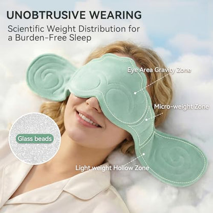 Weighted Sleep Mask with Gentle Pressure | Lightweight, Soft, Breathable & Skin-Friendly | Perfect Blackout for Deep Sleep, Travel, Meditation,Yoga (Light Green, Ruyi)