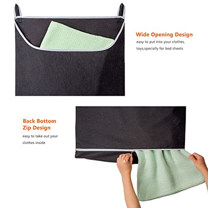 Black Hanging Laundry Hamper Bag, XL Door Hanging Hamper with Large Opening Laundry Hamper Storage Bag Large Size 36X22 Inch (Black)