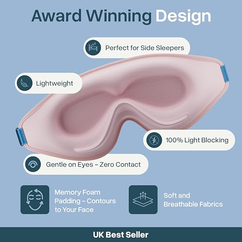 MyHalos® Sleep Mask for Men and Women, 3D Blackout Eye Masks for Sleep | Sleeping Mask, Blindfold, Zero Pressure, Breathable, Side Sleepers & Eyelash Friendly, Night & Travel Eye Mask (Peach)