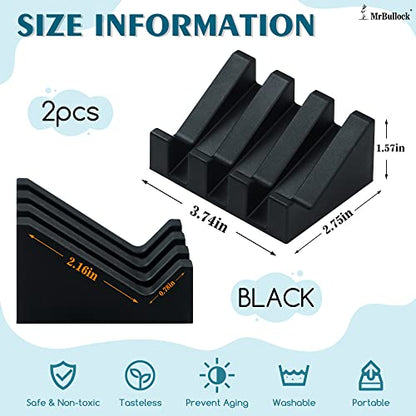 Self Draining Silicone Soap Dish Holder Waterfall Tray, 2 Pack Black | Waterfall design drains fast to keep soap dry, non-slip silicone base anti slide, soap saver for bathroom & kitchen