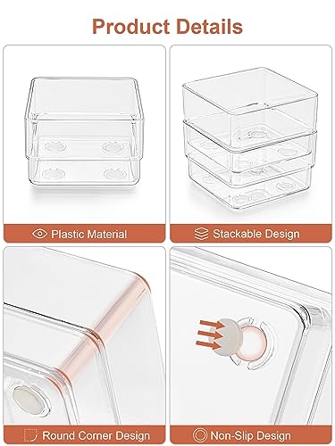 SMARTAKE 30-Piece Drawer Organizer with Non-Slip Silicone Pads, 7-Size | Desk Drawer Organizer Trays Storage Tray for Makeup, Jewelries, Utensils in Bedroom Dresser, Office and Kitchen (Clear)