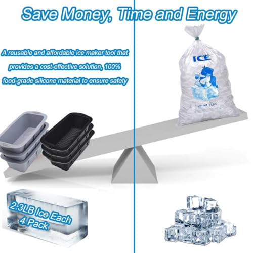 Large Ice Block Mold for Ice Bath Tub, 6 Pcs Extra Large Ice Cube Mold for Cold Plunge Tub, Total 14.4 Lb Ice Block, Reusable Ice Cube Tray Ice Molds Silicone Big Ice Tray for Ice Bath Accessories
