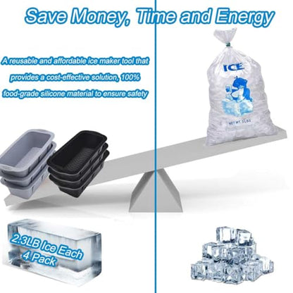 Large Ice Block Mold for Ice Bath Tub, 6 Pcs Extra Large Ice Cube Mold for Cold Plunge Tub, Total 14.4 Lb Ice Block, Reusable Ice Cube Tray Ice Molds Silicone Big Ice Tray for Ice Bath Accessories