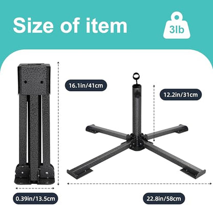 AMMSUN Foldable Portable Beach Umbrella Stand, Patio Umbrella Base Holder | Outdoor Sunshade Anchor, with Weight Bag, Rust-Free Tempered Iron Umbrella Stand for Courtyard, Garden, Beach, Lawn, Fishing
