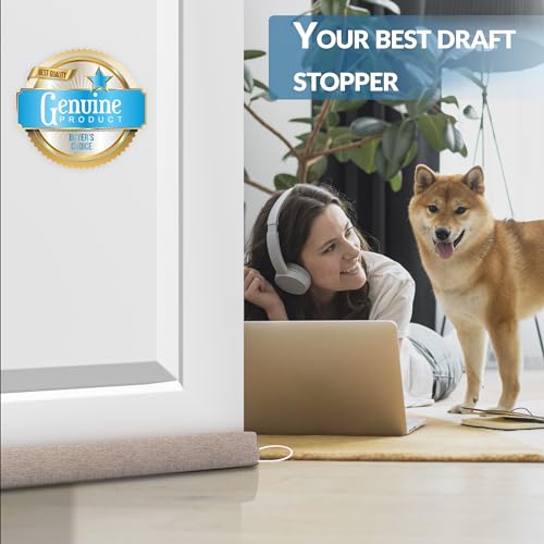 SYIPO Triangle Door Draft Stopper，35.4" Weighted Under Door Draft Blocker Bottom Door Seal Noise & Air，Interior Sound Proof Door Snake Draft Insulation Stopper | Warm in Winter & Cool in Summer，Brown