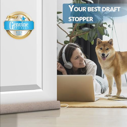 SYIPO Triangle Door Draft Stopper，35.4" Weighted Under Door Draft Blocker Bottom Door Seal Noise & Air，Interior Sound Proof Door Snake Draft Insulation Stopper | Warm in Winter & Cool in Summer，Brown