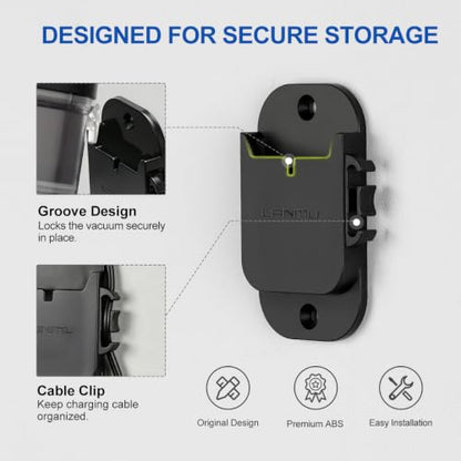 LANMU Wall Mount Holder with Cable Clip Compatible with Shark IX141 IX141AMZ IZ362H IZ376H IZ377H IZ163H Cordless Stick Vacuum, Vacuum Cleaner Storage Hanger, Keep Upright Organization