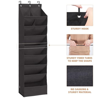STORAGE MANIAC Over the Door Shoe Organizer Heavy-Duty Large Deep Pocket Hanging Shoe Organizer Shoe Rack Door Closet Shoe Organizer for Wall, Dorm & Narrow Door Storage Shoe Holder Black, 1 Pack