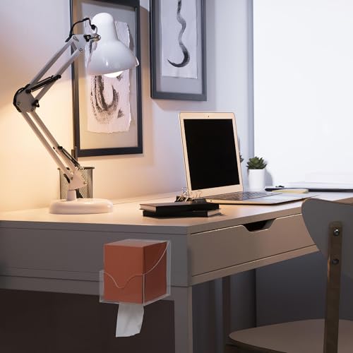 IneVibe Square Tissue Box Holder for Small Spaces Wall Mounted | Place Under Cabinet or Side of Desk, in RV, Bathroom - Acrylic Facial Box Dispenser, Face Down or Sideways in Tight Areas
