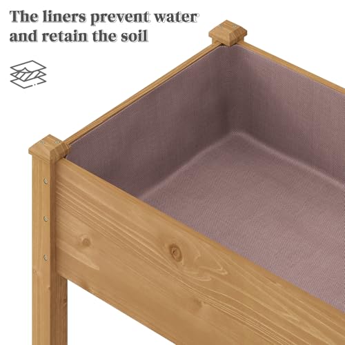 Wooden Planter Elevated Wooden Raised Garden Bed with Legs Planter Box | 48 x 24 x 30In Elevated Wood Planter Stand for Backyard, Patio, Balcony with Bed Liner, 200 Pound Capacity - Brown