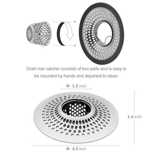 LEKEYE Drain Hair Catcher/Bathtub Shower Drain Hair Trap/Strainer Stainless Steel Drain Protector(Patented Product) | Stainless Steel
