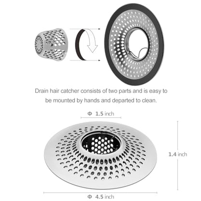 LEKEYE Drain Hair Catcher/Bathtub Shower Drain Hair Trap/Strainer Stainless Steel Drain Protector(Patented Product) | Stainless Steel