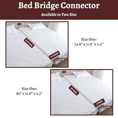 Greaton, 80” Bed Bridge Pad | Twin XL to King Mattress Converter Kit | Gap Filler for Adjustable Mattresses | Good for Guests Stay Overs & Family Room, White