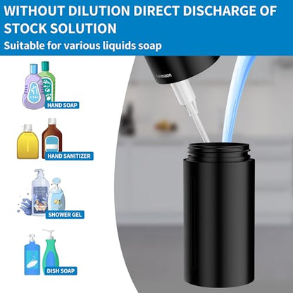 Automatic Soap Dispenser Touchless,15-Level,Kitchen Bath Black | Hands-Free,15-Level Dial Control,Thick & Thin Soap Compatible,Long Battery Life,Easy for Toddlers,Wall Mountable