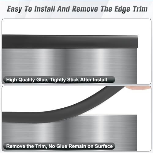 Edge Trim, 1/8" (3mm) Rubber Edge Trim, Black Color, 20Ft | Flexible Self Adhesive U Channel Edge Protector for Glass, Mirror, Plywood, Steel Panel Sharp Edges, U Shaped Peel and Stick