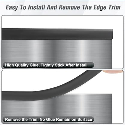 Edge Trim, 1/8" (3mm) Rubber Edge Trim, Black Color, 20Ft | Flexible Self Adhesive U Channel Edge Protector for Glass, Mirror, Plywood, Steel Panel Sharp Edges, U Shaped Peel and Stick