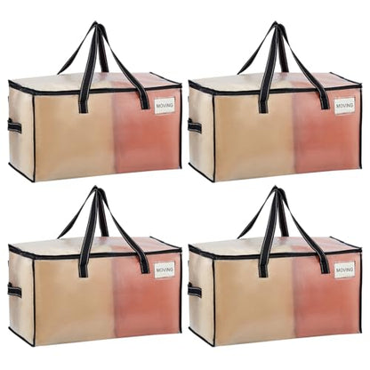 VENO Moving Bags, Storage Bags, Wide Open Top, Clear, 4 Pack | Moving boxes Alternative, Heavy Duty, Packing Supplies, Clothes and Comforter Storage, College Dorm Essentials