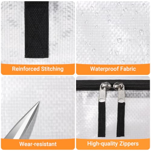 93L Moving Bags, Heavy Duty Clear Storage Bag with Strong Zippers & Handles | Large Foldable Storage Containers for Dorm Moving, Seasonal Clothing Storage, Clothes, Bedding and Blankets, 3 Pack