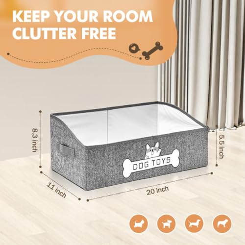 Dog Toy Basket, Specially Designed for Dog Toy Storage, Collapsible Dog Toy Box with Handle，Perfect for Storing Pet Toys and Accessories - Grey