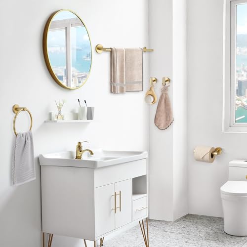 5 Piece Bathroom Accessories Set Brushed Gold Bathroom Hardware Set 23.6 Inch Bath Towel Bar Set SUS304 Stainless Steel Towel Rack Set
