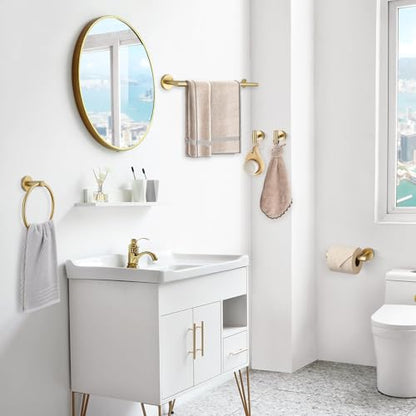5 Piece Bathroom Accessories Set Brushed Gold Bathroom Hardware Set 23.6 Inch Bath Towel Bar Set SUS304 Stainless Steel Towel Rack Set