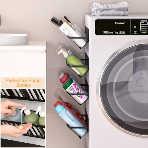 4 Pack Magnetic Extra Long Shelves for Washing Machine,15-16.5in Magnetic Hanging Closet Organizer Laundry Shelf for Metal Surface,No Drill, Strong Magnet, Space Saving