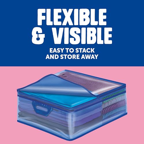Ziploc Flexible Totes, Large Size, 10 Gallon, 2 Count Organizing Tote with Zipper and Built‑In Handles, Flexible & Stackable Clothing and Home Storage Bag
