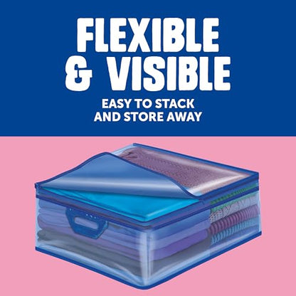 Ziploc Flexible Totes, Large Size, 10 Gallon, 2 Count Organizing Tote with Zipper and Built‑In Handles, Flexible & Stackable Clothing and Home Storage Bag