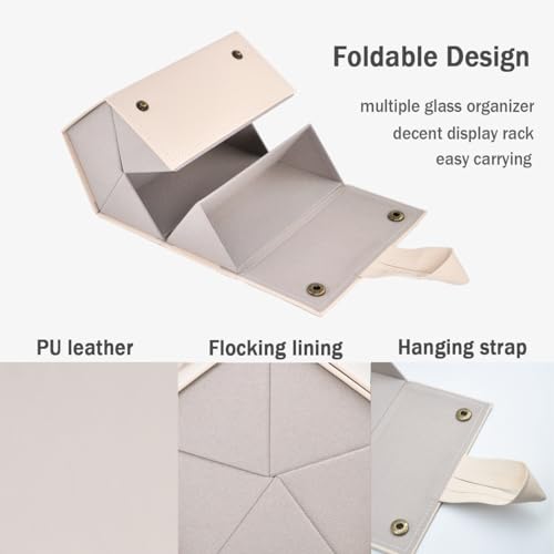 Kenpal Sunglasses Storage Organizer Holder Foldable Travel Case with 5 Slot Compartments for Multiple Glasses