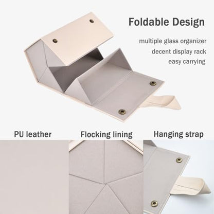 Kenpal Sunglasses Storage Organizer Holder Foldable Travel Case with 5 Slot Compartments for Multiple Glasses