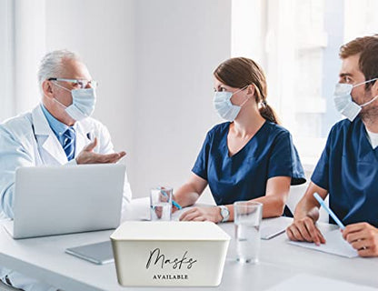 Moorfowl Masks AVAILABLE Container Masks Dispenser 8.2" L * 4.9" W * 3.9" H | Face Mask Dispenser Organizer Storage Tabletop for Home Office Entryways
