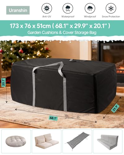 Uranshin Outdoor Patio Cushion Storage Bag with Zippers & Handles | Extra Large 177 Gallon Heavy Duty Large Storage Bags for Cushions, Pillows, Blankets Storage