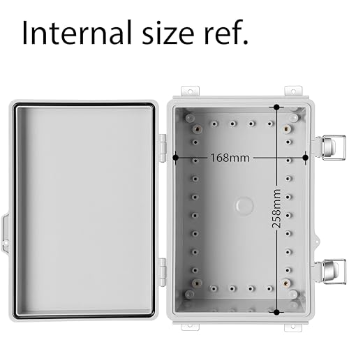 Gratury Junction Box, IP67 Waterproof Plastic Enclosure for Electrical Project, Hinged Grey Cover, Includes Mounting Plate and Wall Bracket