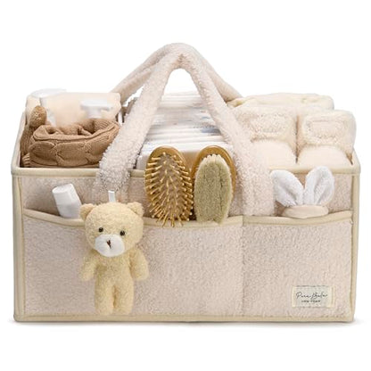 Baby Diaper Caddy Organizer with Handle, Boy & Girl Shower Gift Basket, Portable Diaper Storage Basket Bin for Wipes, Newborn Baby Essentials Registry Search Must Haves, Car Caddy Organizer