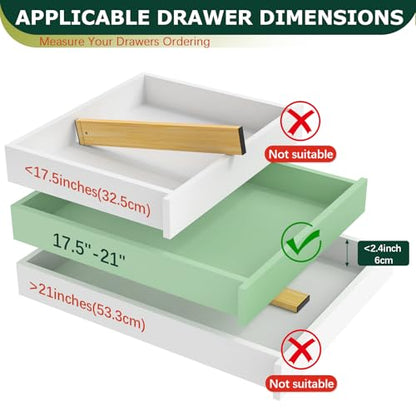 Kitchen Drawer Dividers 6 Pack Bamboo Drawer Organizers | 17-22" Adjustable, Spring Loaded, Expandable Utensil Organizer, Works in Kitchen, Dresser, Closet, Bathroom, Bedroom