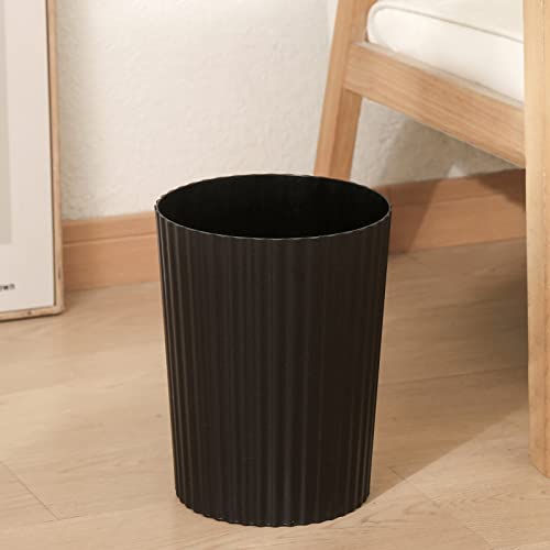 JiatuA Small Trash Can Plastic Wastebasket Round Garbage Container Bin for Bathroom, Kitchen, Bedroom, Home Office, College Dorm, Black | Sturdy Stylish Decor Round Garbage Container Bin for Kitchen, Bedroom, Home Office, College Dorm Essentials