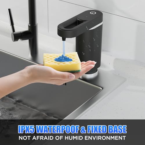 Touch-Free Automatic Dish Soap Dispenser for Kitchen Sink | Plug-in Electric Sink Soap Pump,Leak-Proof Universal Fit with 35" No-Spill Tube Kit, Easy Install Sleek for kitchen& bathroom
