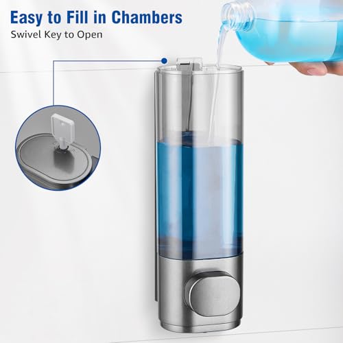 Pollock Shampoo and Conditioner Dispenser 1 Chamber No Drill | Shower Soap Pump Dispenser Wall Mounted,Body Wash Dispenser,Shower Gel Shampoo Holder for Bathroom Accessories, (Gun1)