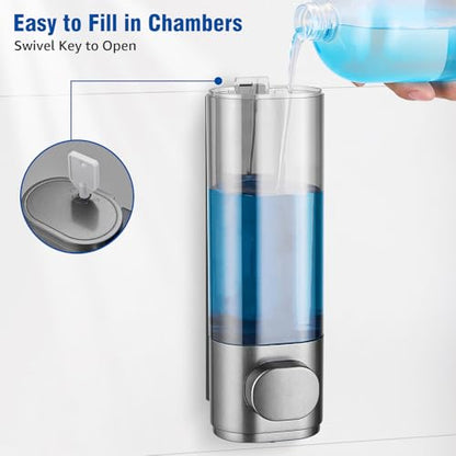 Pollock Shampoo and Conditioner Dispenser 1 Chamber No Drill | Shower Soap Pump Dispenser Wall Mounted,Body Wash Dispenser,Shower Gel Shampoo Holder for Bathroom Accessories, (Gun1)