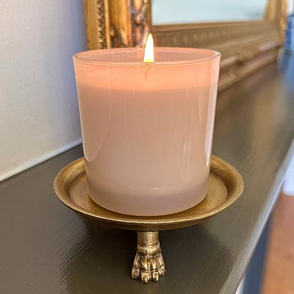 100% Solid Brass Clawfoot Candle Dish - Pedestal Dish - Candle Holder - Jewelry Holder - Perfect for Wax Candles, Rings, and Trinkets