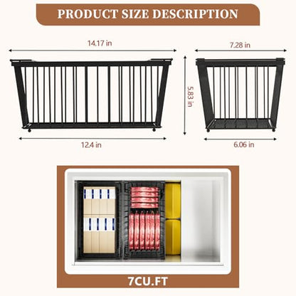 Enhanced Leak-Proof Bottom, Freezer Organizer Bins for 7 Cu.Ft,4 Pack | Stackable Chest Freezer Organizer Bins, Baskets with Handles, Leak-proof Wire Storage Container Baskets for Sort Frozen Meats