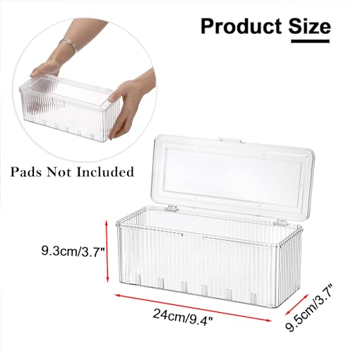 Clean Pads Container for Bathroom,Plastic Makeup Sponge Organizer | Square Cotton Pad Holder Dispenser for Makeup Desktop Organizer with Lid for Vanity