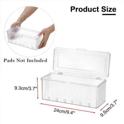 Clean Pads Container for Bathroom,Plastic Makeup Sponge Organizer | Square Cotton Pad Holder Dispenser for Makeup Desktop Organizer with Lid for Vanity