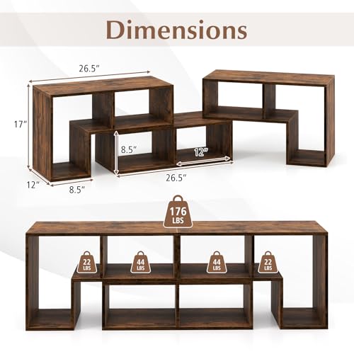 Giantex Free-Combination TV Stand for Bedroom - Entertainment Center for 50 55 60 65 Inch TV, 3-Piece Media Console Table with Storage Cubes, Deformable Open Storage Bookcase Shelf (Brown)