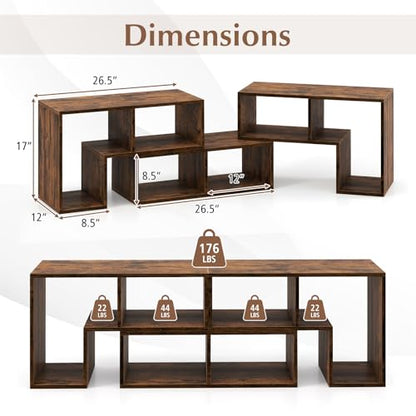 Giantex Free-Combination TV Stand for Bedroom - Entertainment Center for 50 55 60 65 Inch TV, 3-Piece Media Console Table with Storage Cubes, Deformable Open Storage Bookcase Shelf (Brown)